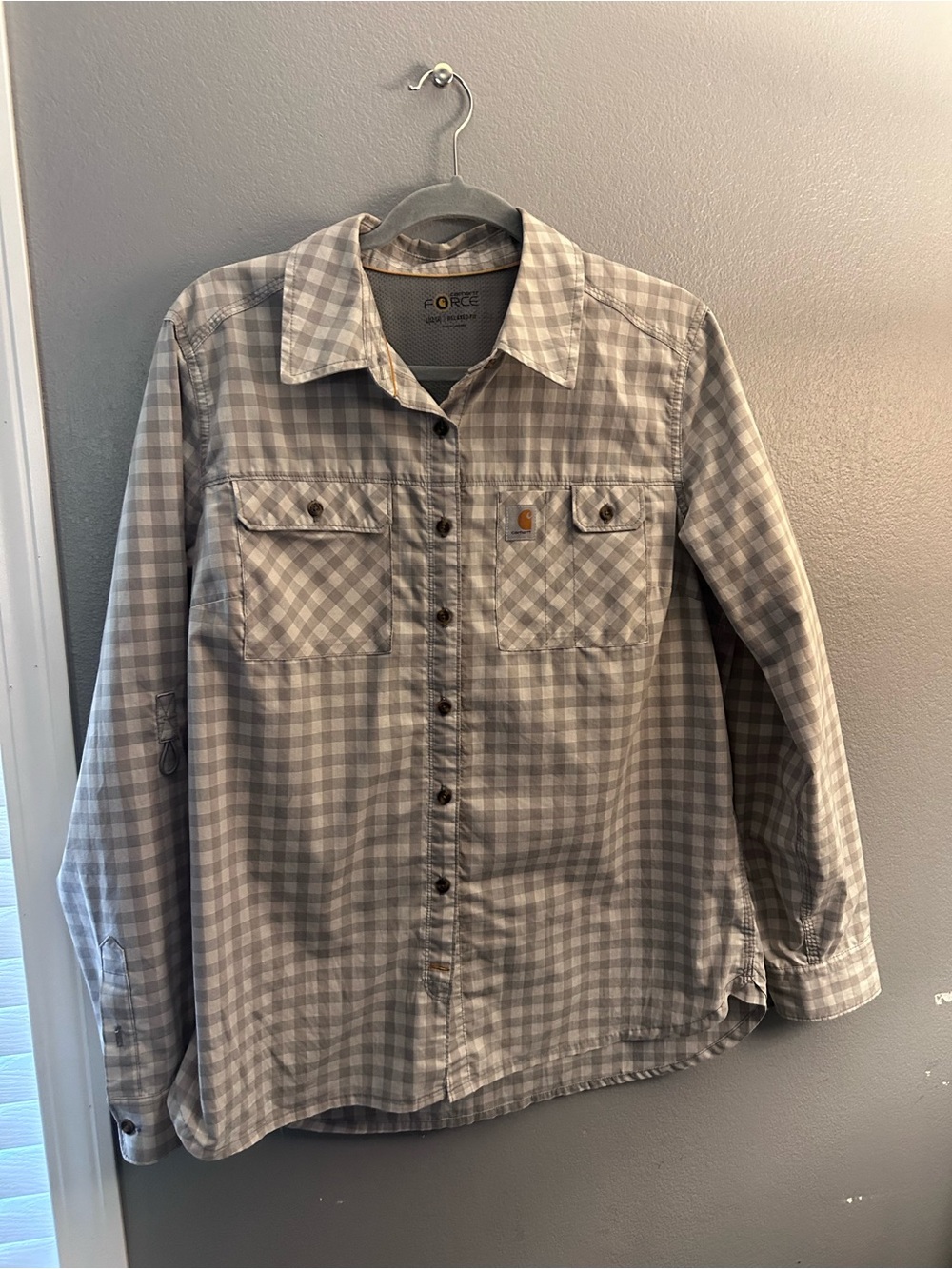 Carhartt Plaid Work Shirt boys - Light Gray